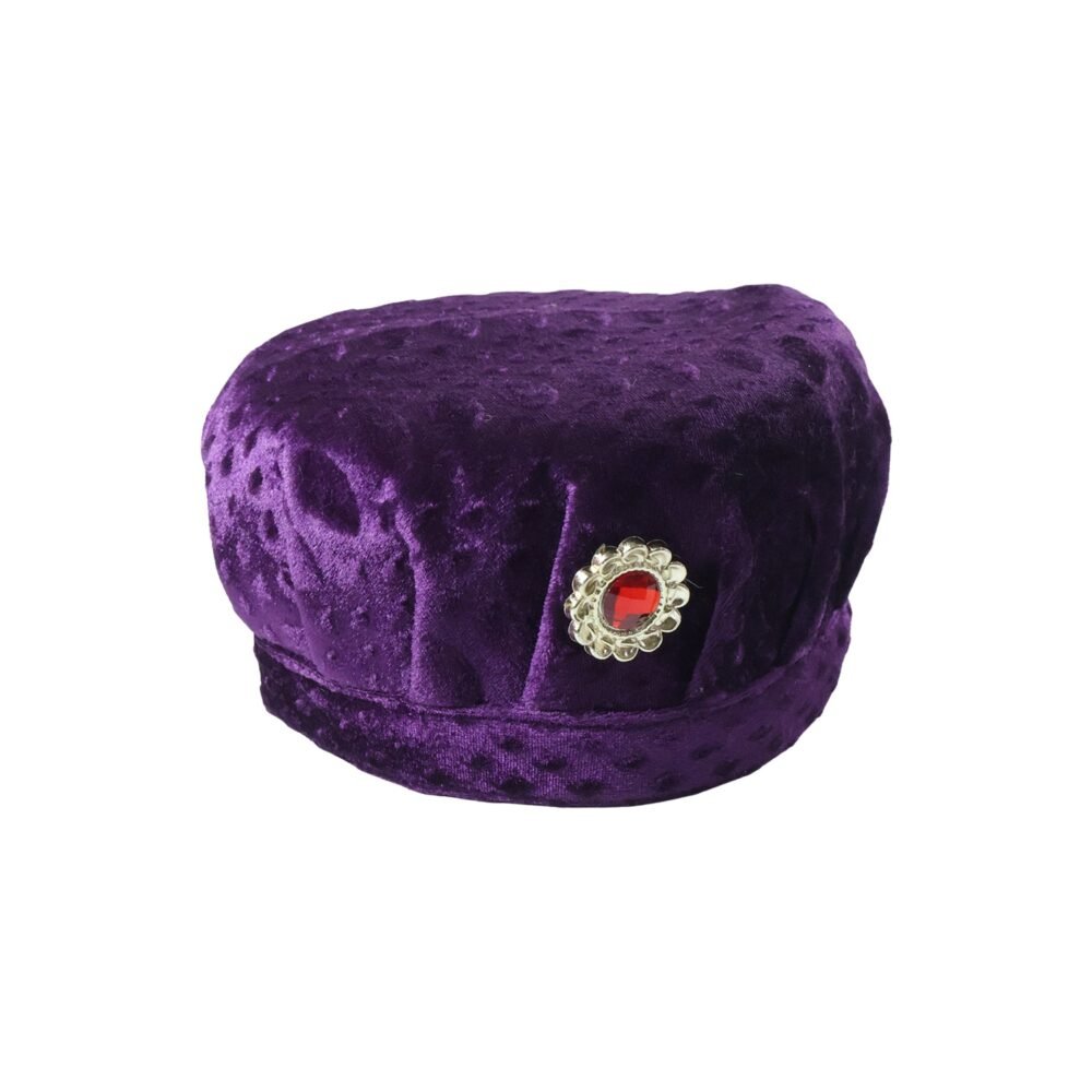 Velvet Boys Cap – Elegant Festive Headwear with Stone Brooch