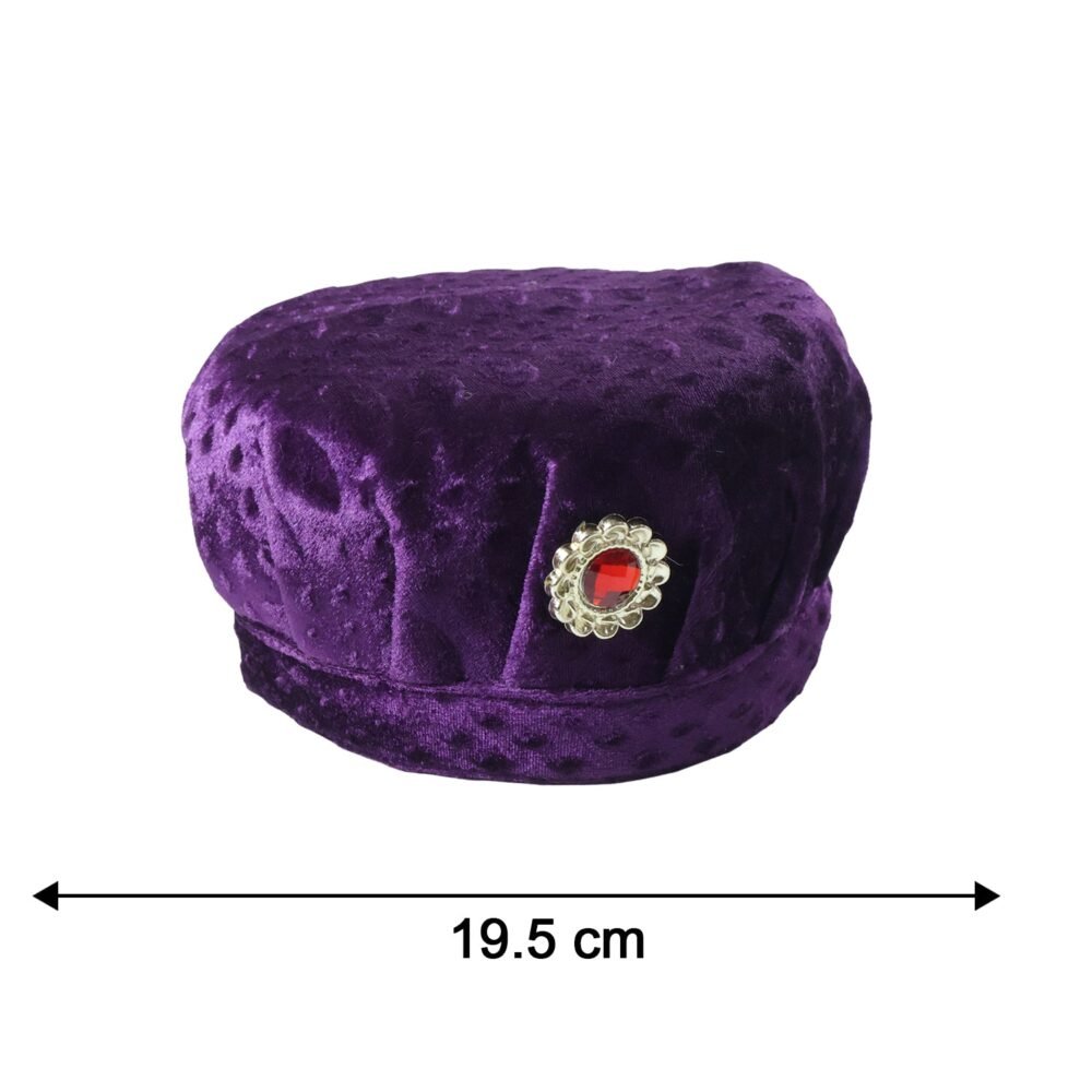 Velvet Boys Cap – Elegant Festive Headwear with Stone Brooch