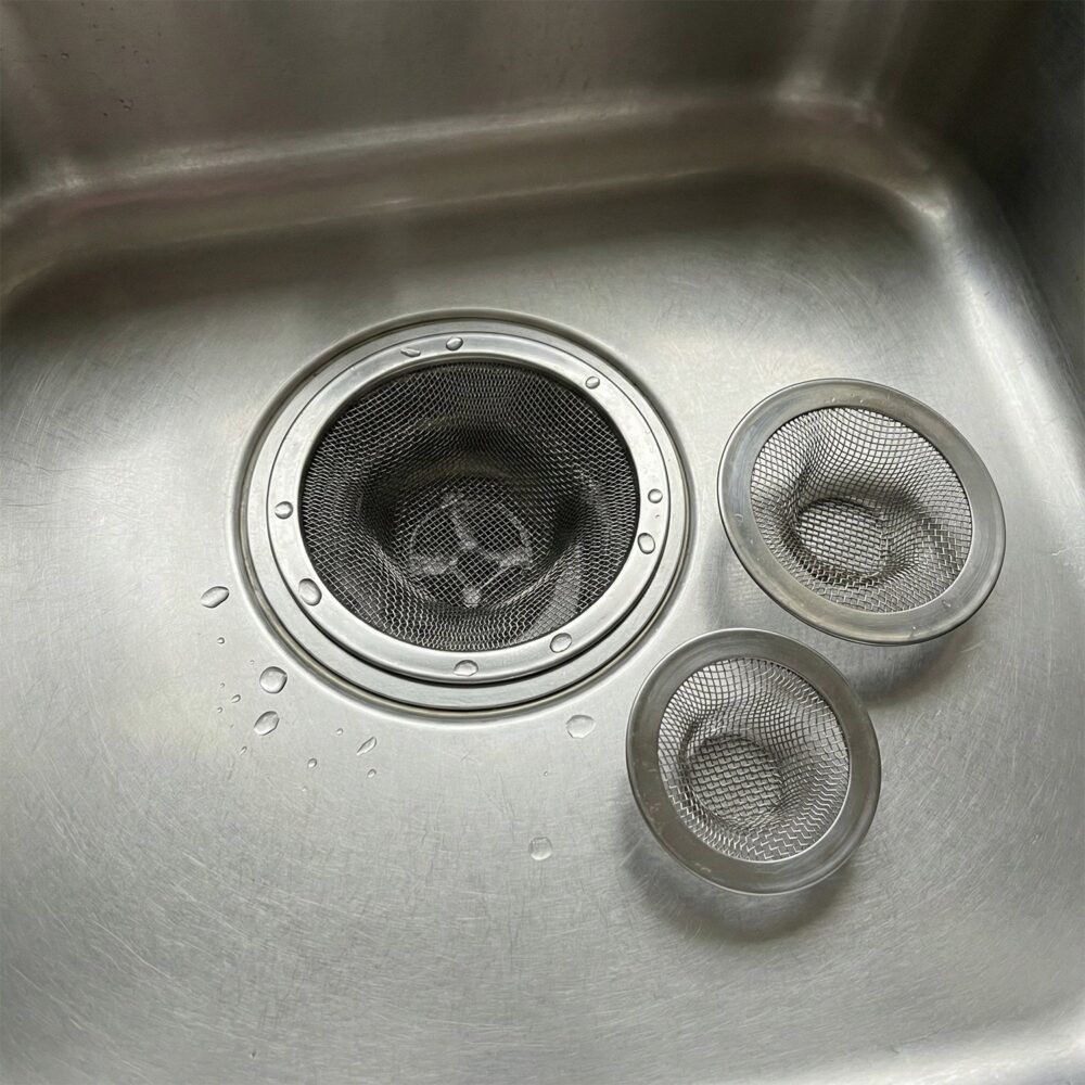 sinkstrainer-02.jpg Stainless Steel Sink Drain Strainer Set – Prevents Clogs & Odors