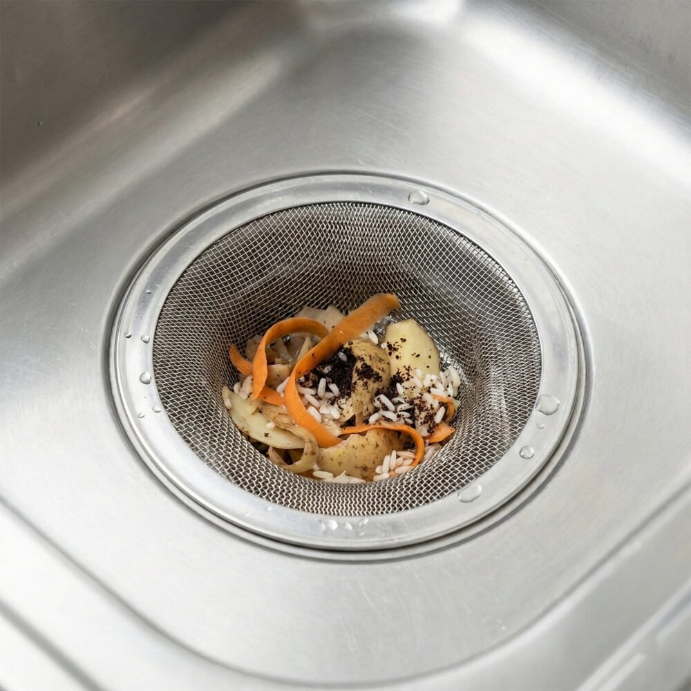 sinkstrainer-03.jpg Stainless Steel Sink Drain Strainer Set – Prevents Clogs & Odors