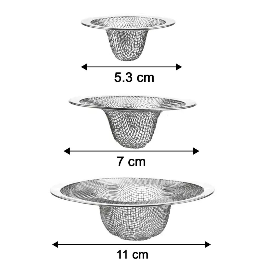 sinkstrainer-size.jpg Stainless Steel Sink Drain Strainer Set – Prevents Clogs & Odors