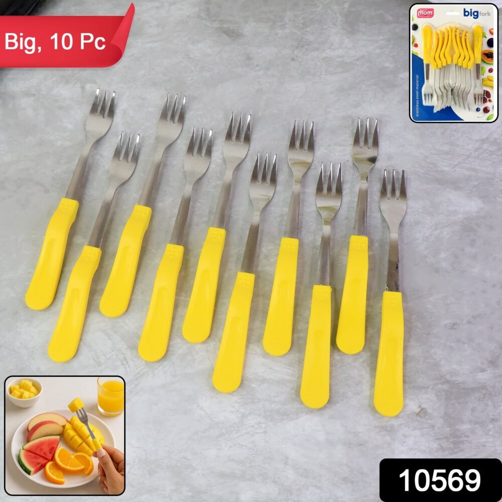 Stainless Steel Big Fork Set – Durable 10-Piece Dining Forks