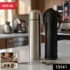 Stainless Steel Vacuum Flask – 1000ML with Carry Bag & Spoon