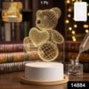 3D Teddy Bear Night Lamp – Captivating Heart Illusion for Kids and Home