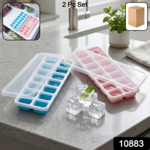 Plastic Ice Cube Tray with Lid – Hygienic & Easy Release, Pack of 2