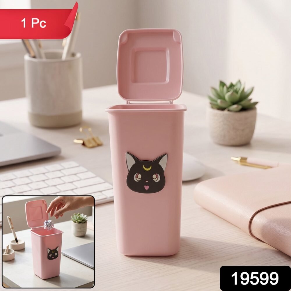 Mini Trash Can Pen Stand – Cute Desk Organizer with Lid