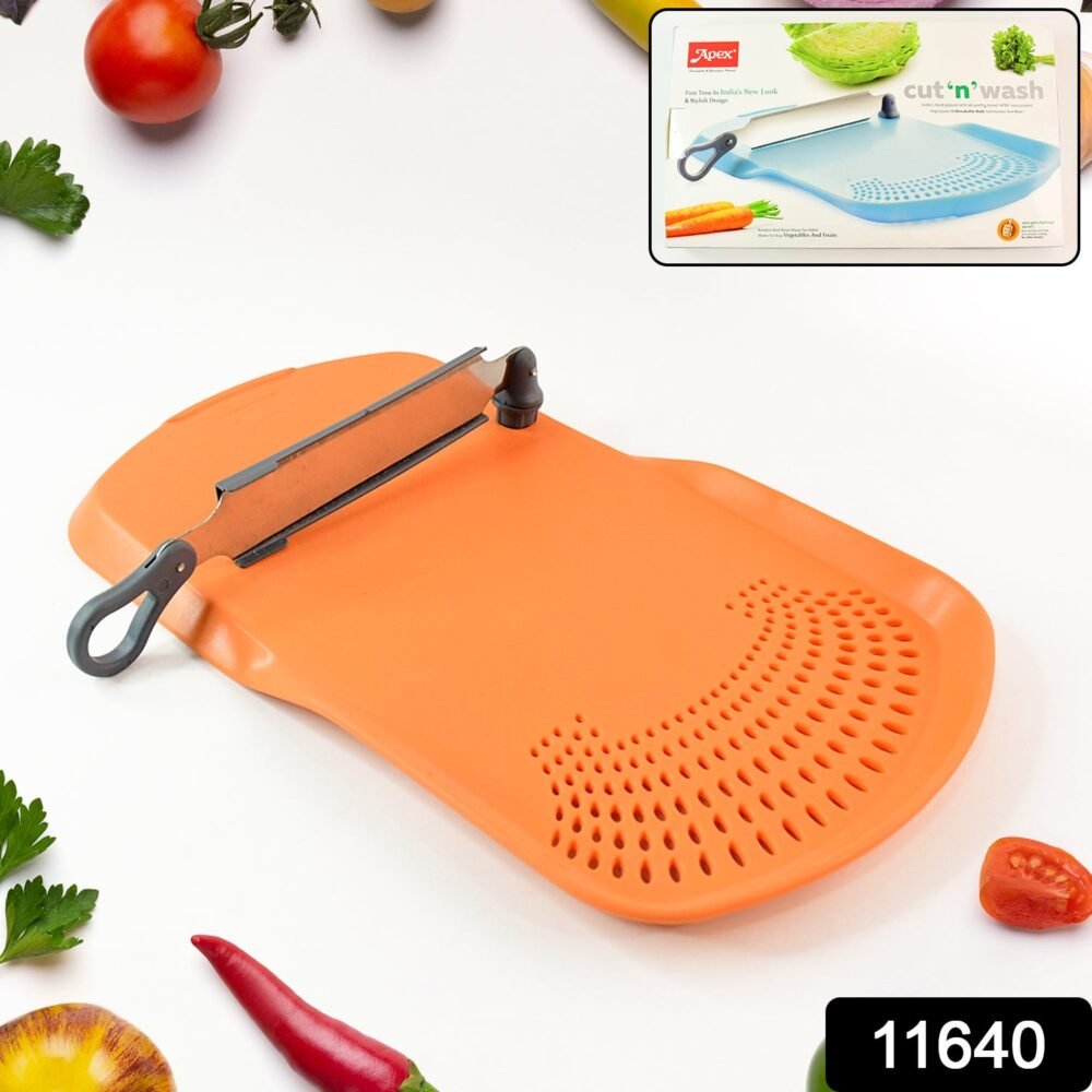 Cut 'n' Wash Multipurpose Cutting Board – Integrated Strainer & Knife