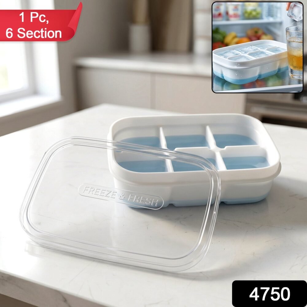 Mini Plastic 6-Cavity Ice Cube Tray – Space-Saving & Reusable