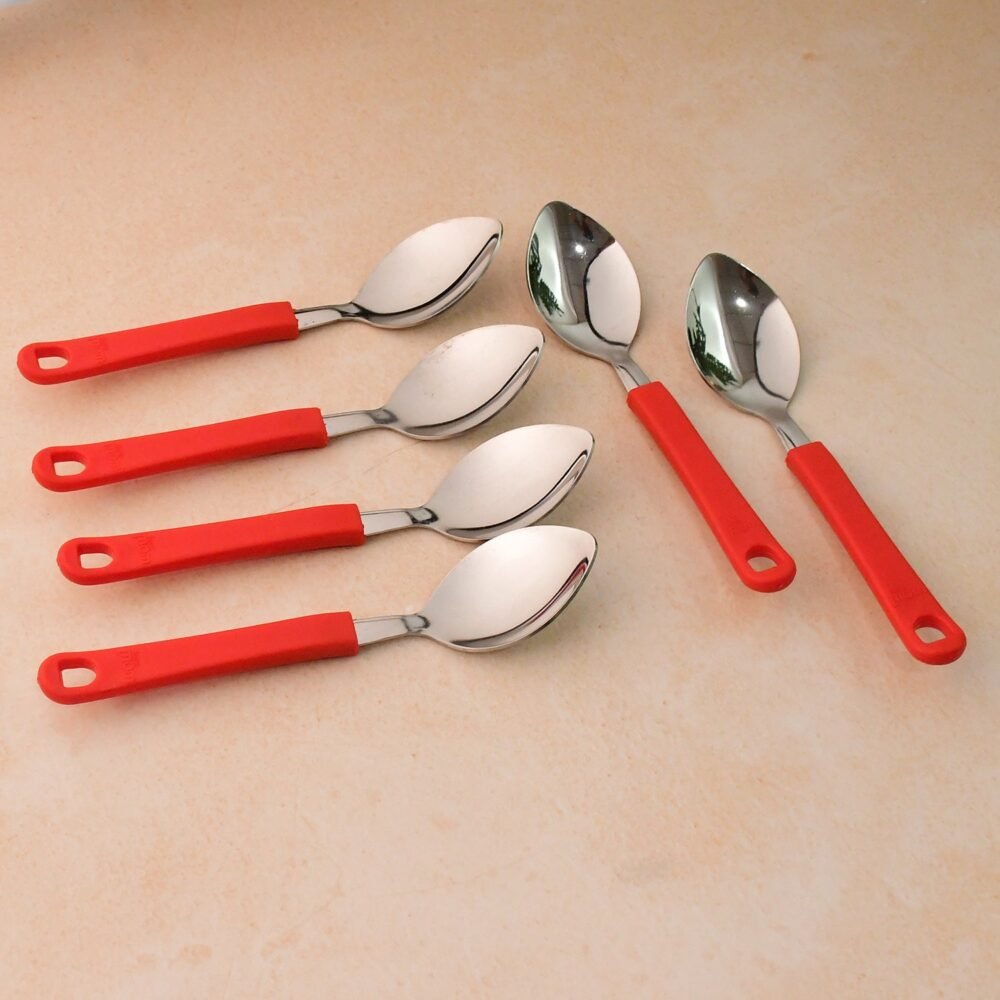 Stainless Steel Table Spoon Set – Durable, Comfortable Grip (6 Pc)