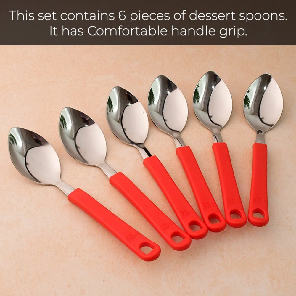 Stainless Steel Table Spoon Set – Durable, Comfortable Grip (6 Pc)