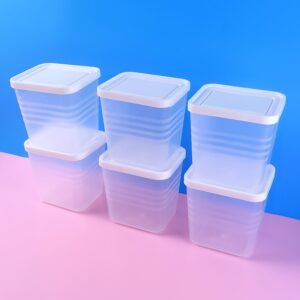 storage-box-01.jpg Airtight Square Plastic Food Storage Container Set – 6-Piece Clear Kit