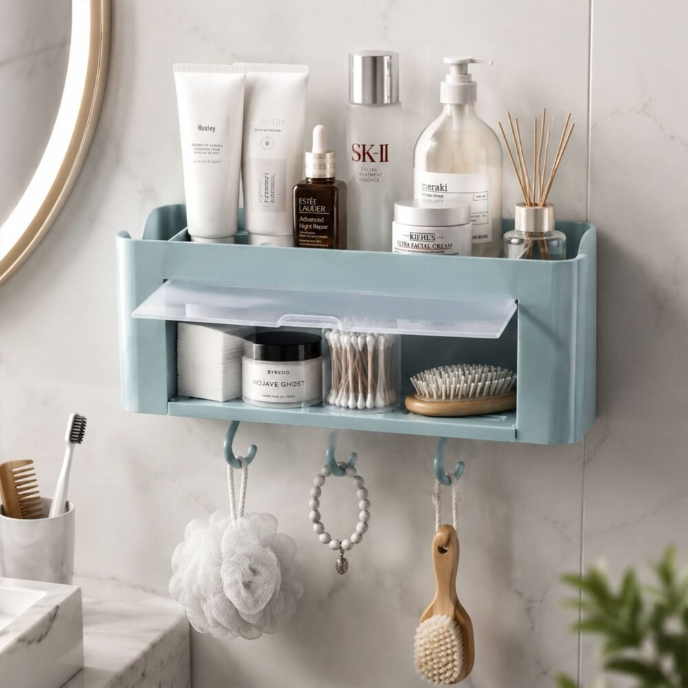 Wall Mounted Storage Organizer Shelf – Space-Saving Bathroom & Kitchen Solution