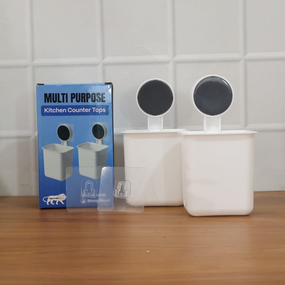 Wall Mounted Toothbrush Holder – Easy Adhesive Installation (2 Pc)