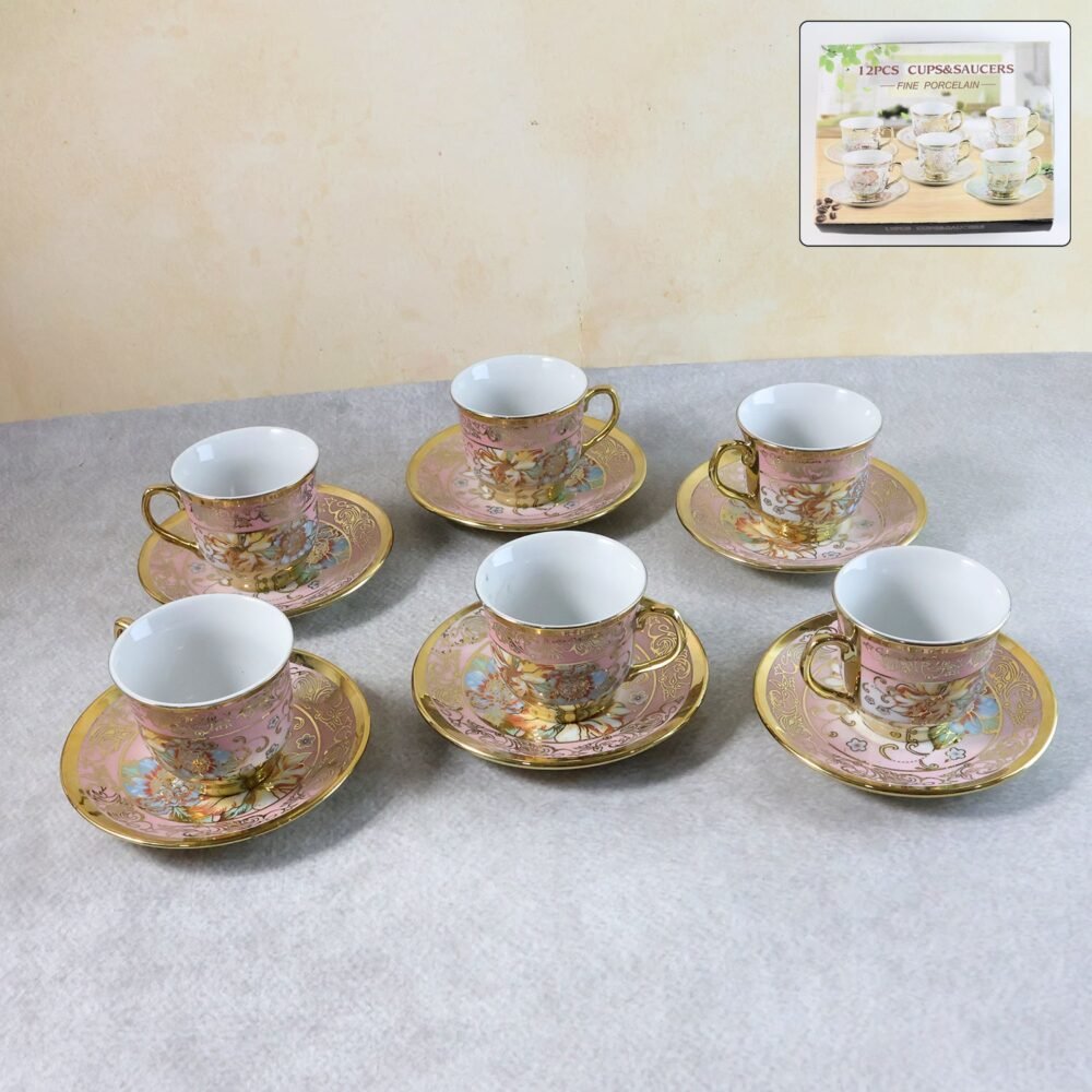 tea-cup-set-01.jpg Floral Porcelain Tea Cup and Saucer Set – Elegant Gold Detailing