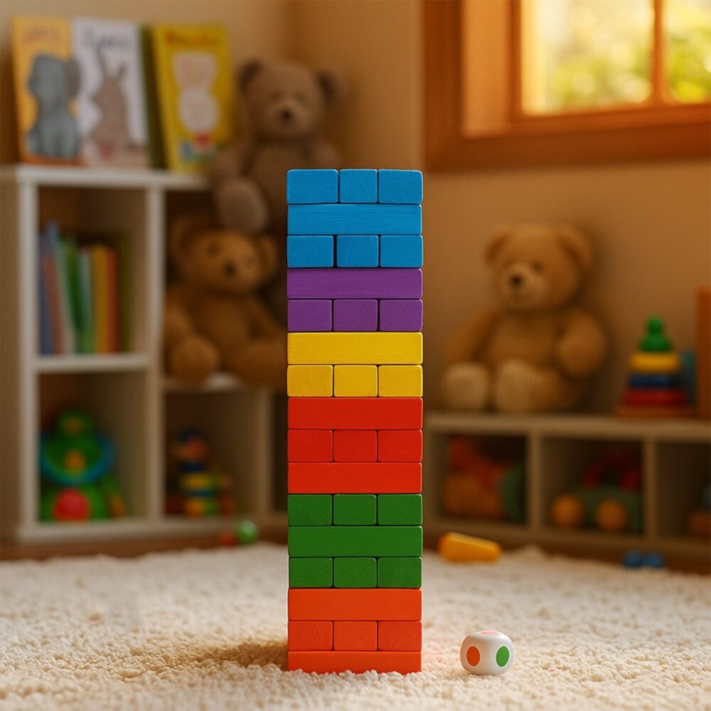 tumblingtowe-02.jpg Wooden Stacking Tower Game – 54-Piece Classic Fun