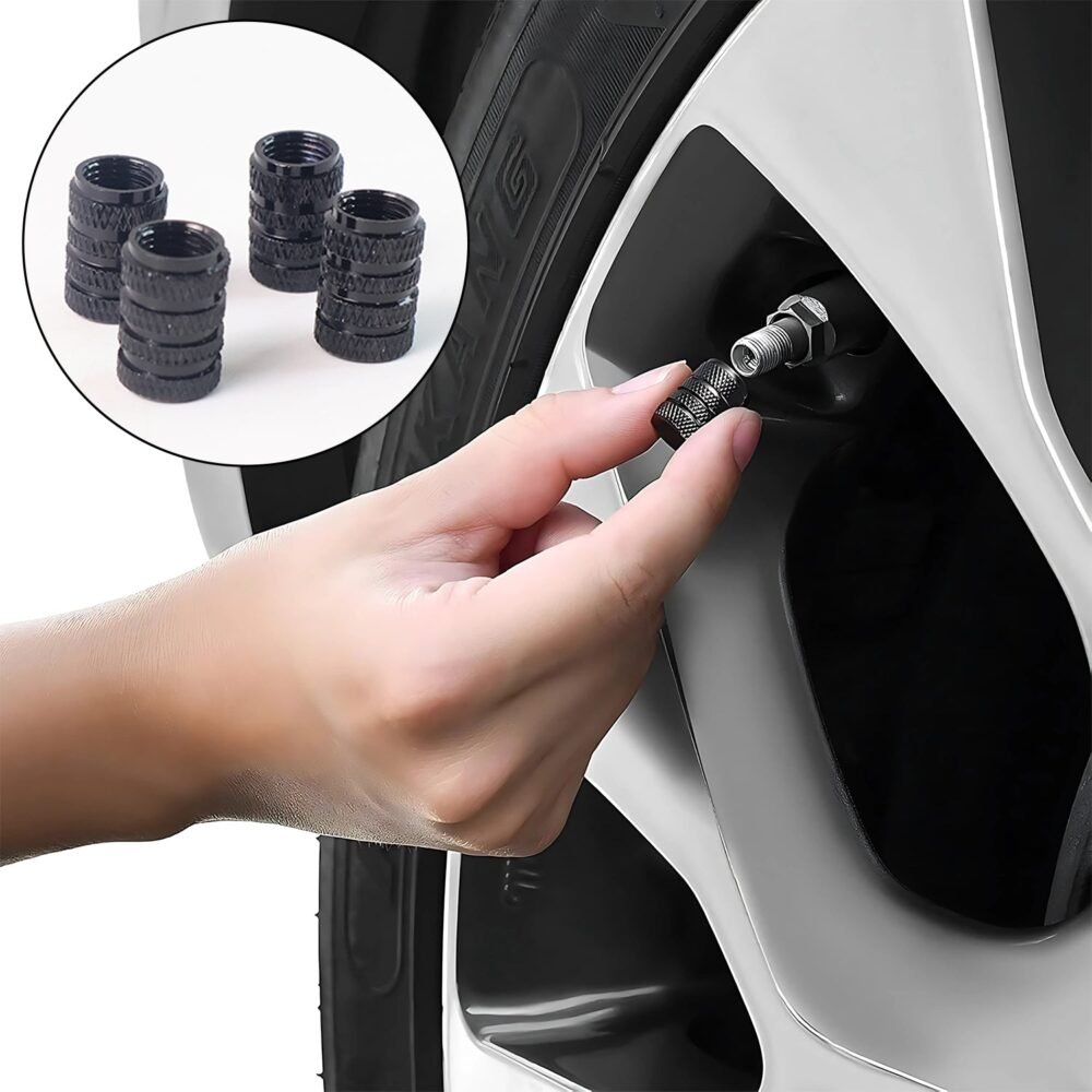 Tire Valve Stem Caps – Durable Silver Aluminium Set of 4