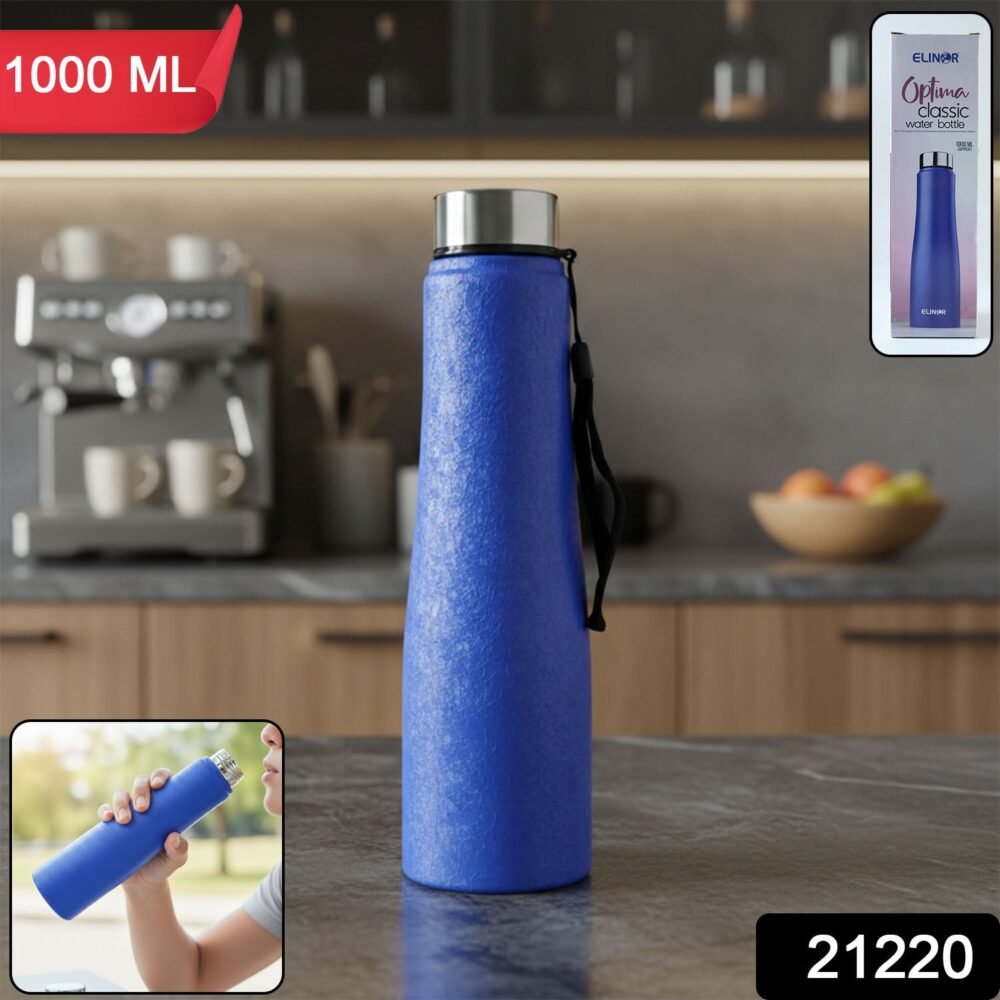 Stainless Steel Water Bottle 1000 ML – Leakproof with Carry Strap