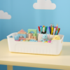 White Plastic Storage Basket Set – 4 Durable Stackable Organizers
