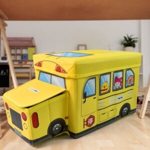 School Bus Toy Storage Box – Foldable & Portable Organizer | Dollamis