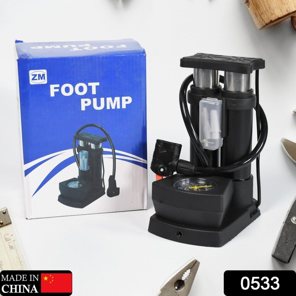 Mini Bike Pump – Portable Foot Operated with Gauge | Safora
