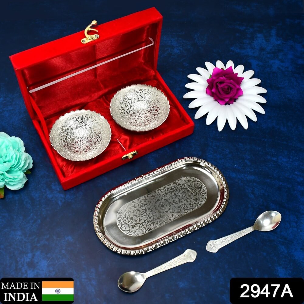 Silver Plated Bowl Set – Brass Serving Tray | Lunchie Bunchie