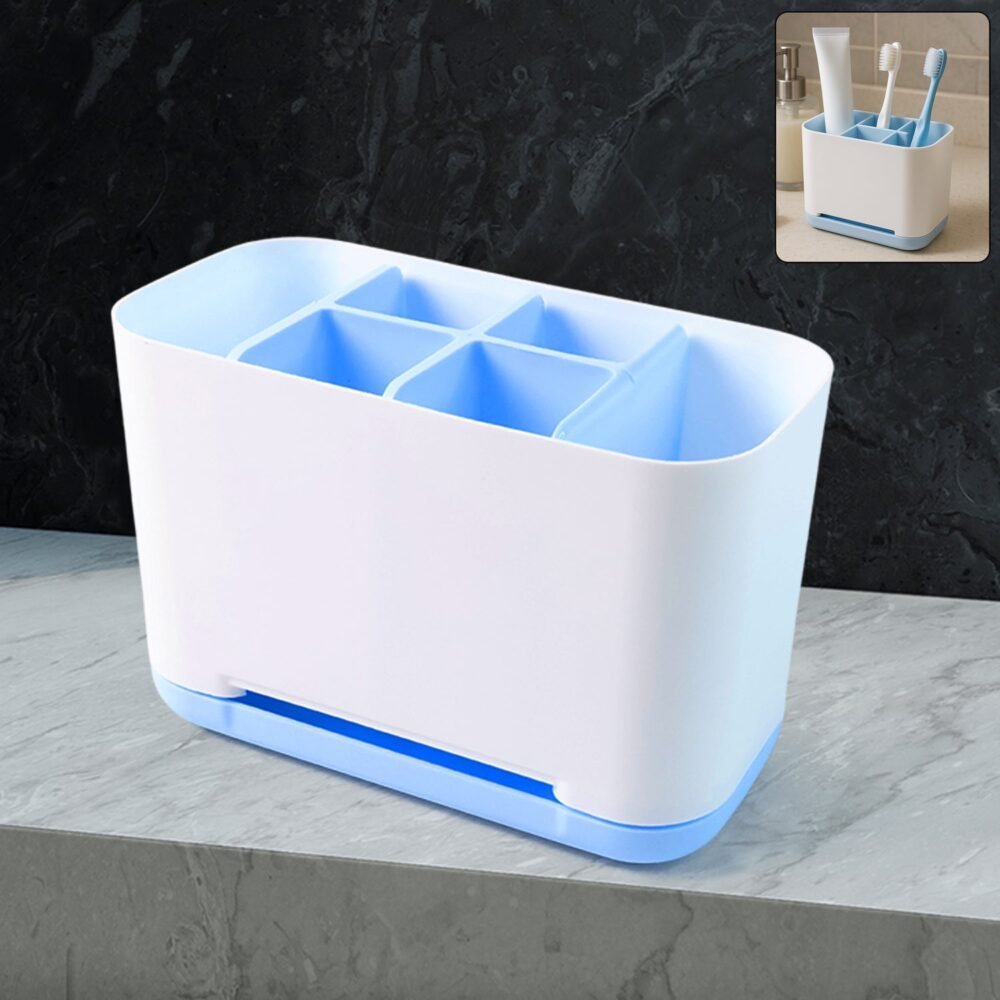 Toothbrush Holder Stand – 6-Compartment Plastic Caddy | BrushedUp