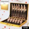 Gold Flatware Set – 24-Piece Luxury Dining | Serve Stellar
