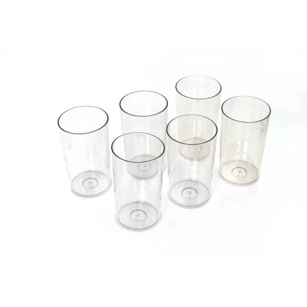 Plastic Glasses Set – Unbreakable Transparent 350ml (Set of 6) | Ganesh