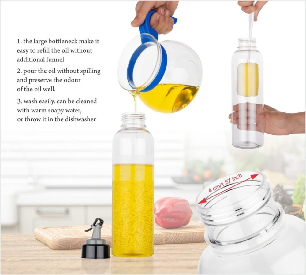 Oil Dispenser 1L – Clear Drip-Free Plastic Bottle | Vastate