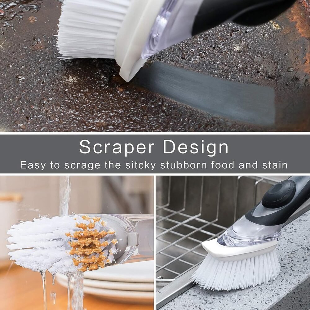 Soap Dispensing Dish Brush – Refillable Kitchen Scrubber | VelvetBubbles