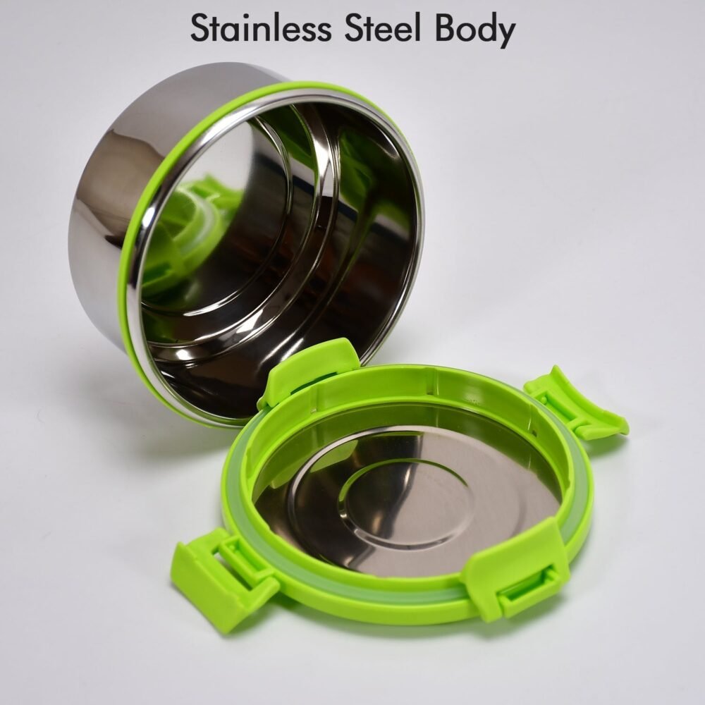 Stainless Steel Lunch Box – Round, Leak-proof 400ml | Ganesh