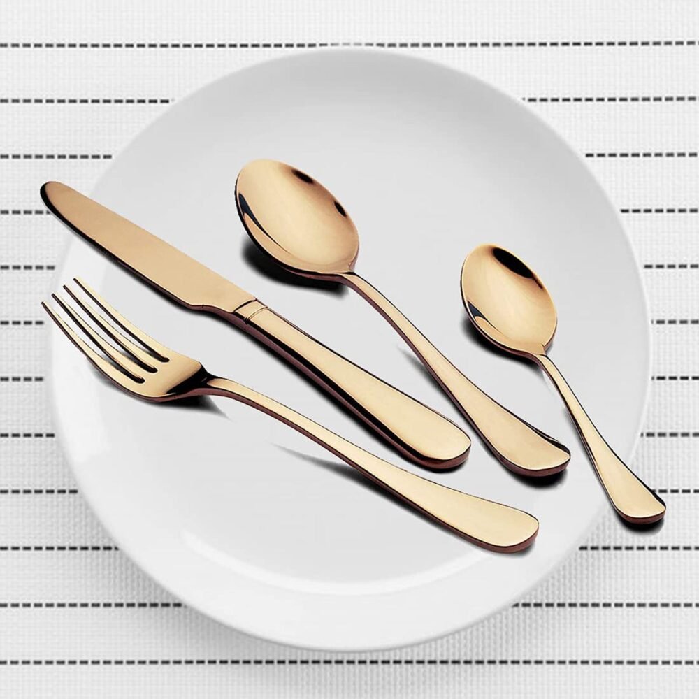 Gold Flatware Set – 24-Piece Luxury Dining | Serve Stellar