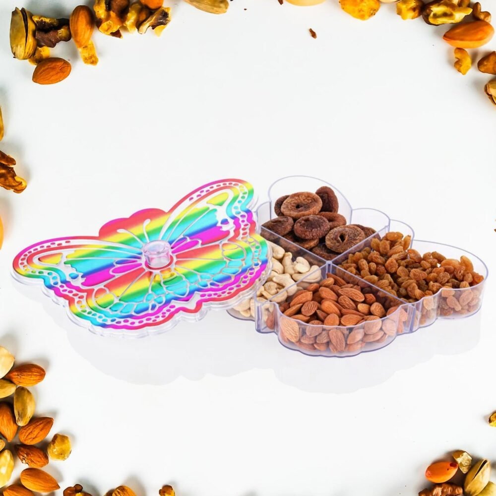 Butterfly Dry Fruit Box – 4-Compartment Storage | Tidy Table