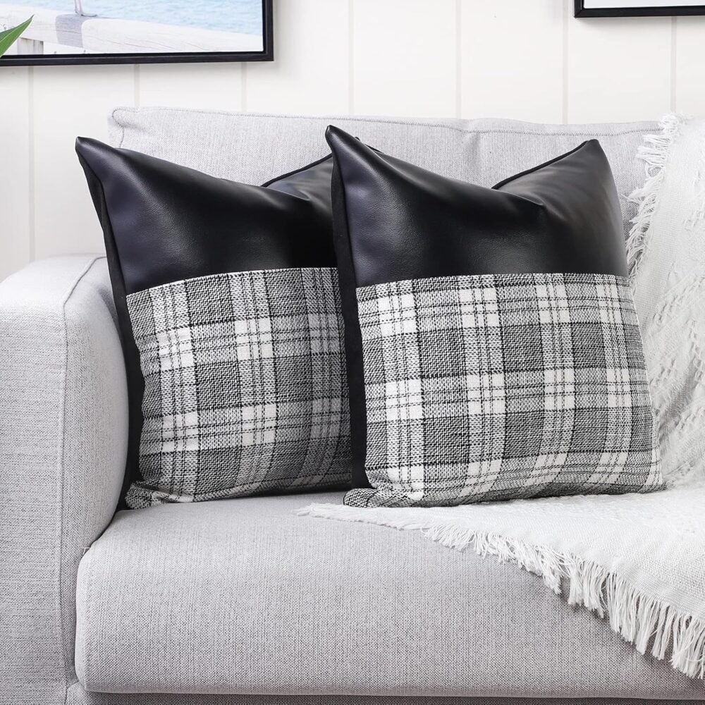 Leather & Cotton Pillow Covers – 23x22 Inch Set of 2 | Styleva