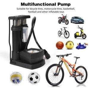 Mini Bike Pump – Portable Foot Operated with Gauge | Safora