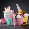 Ice Cream Bowls Set – Durable Waffle Design with Spoons | Jiaqi