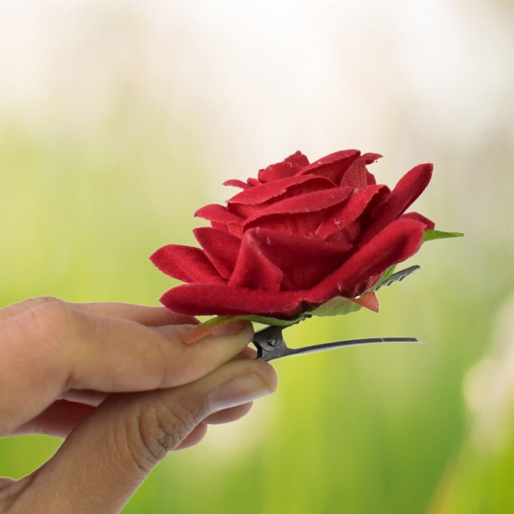 03_eb399182-c6d4-4c02-8a4b-ad6d8e5835be.jpg Velvet Rose Hair Clip – Red Flower Design (12 Pcs) | Calm & Curl