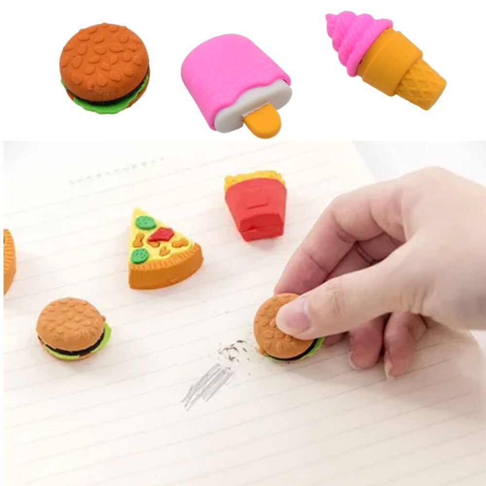 Fancy Erasers – Colourful 3 Pc Set for Kids School Supplies | Writezo
