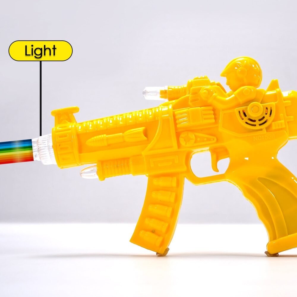 Musical Transparent Toy Gun – Rainbow Light & Gear Play | Colorful Creations