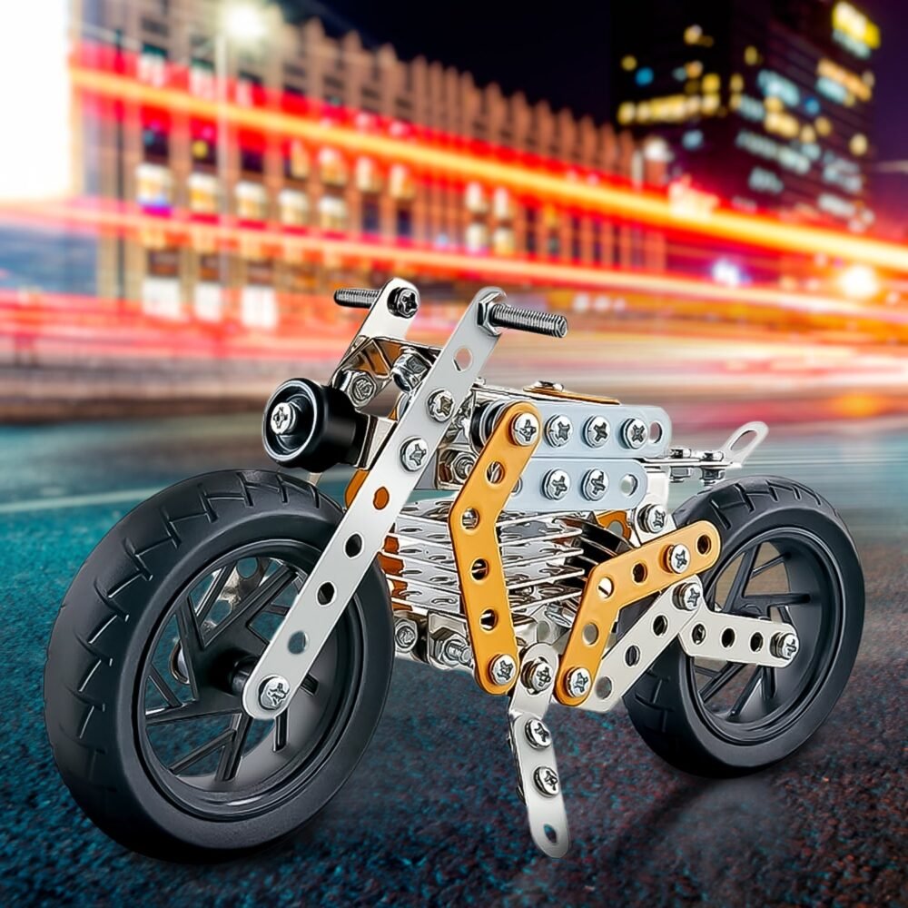 Metal Bike Building Kit – DIY STEM Construction Toy for Kids | Little Blocks