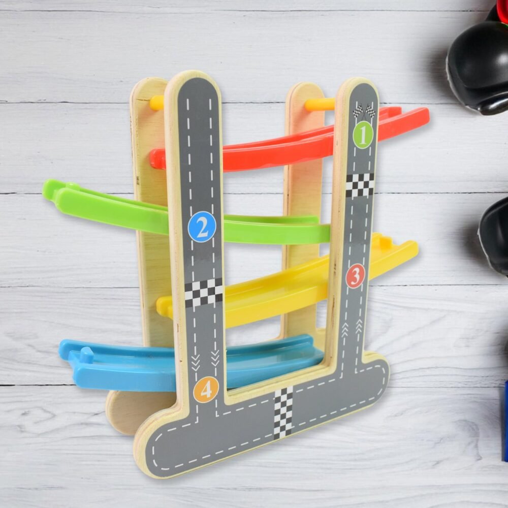 04_3d38ee24-2b83-4806-9db8-cab623d1e6e0.jpg Wooden Race Track – 4-Level Car Ramp Set for Toddlers | Action Legion