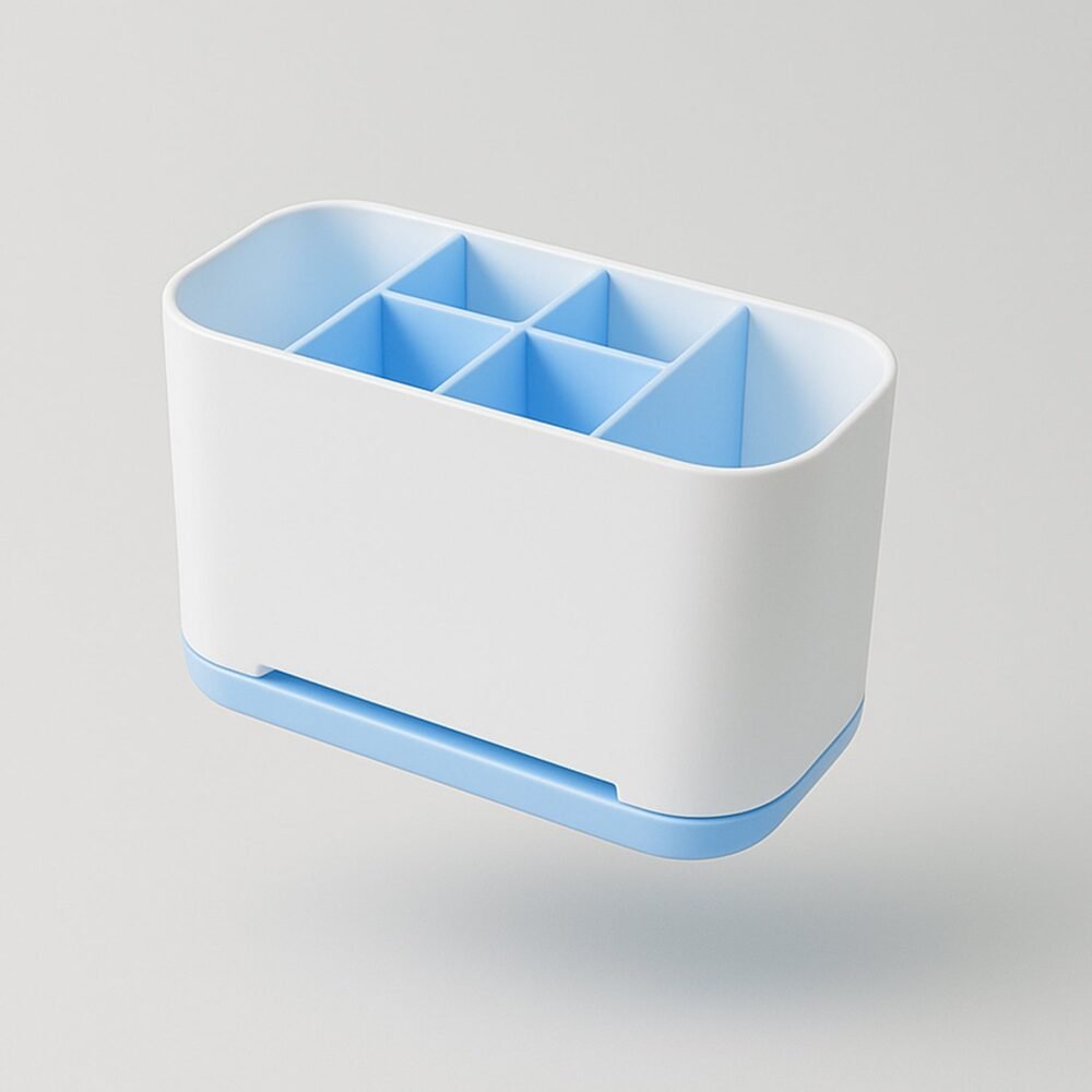 Toothbrush Holder Stand – 6-Compartment Plastic Caddy | BrushedUp