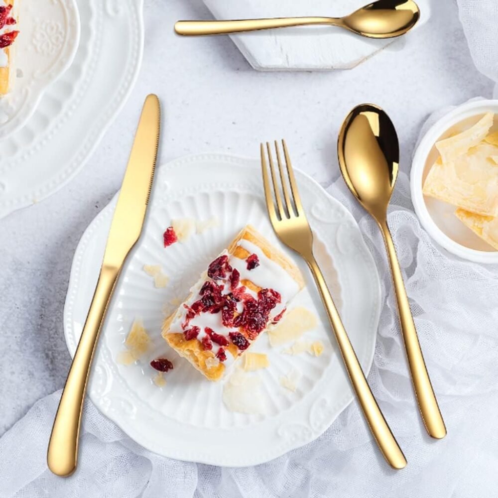 Gold Flatware Set – 24-Piece Luxury Dining | Serve Stellar