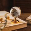Crystal World Globe with Golden Stand for Desk Decor | Indo Glow