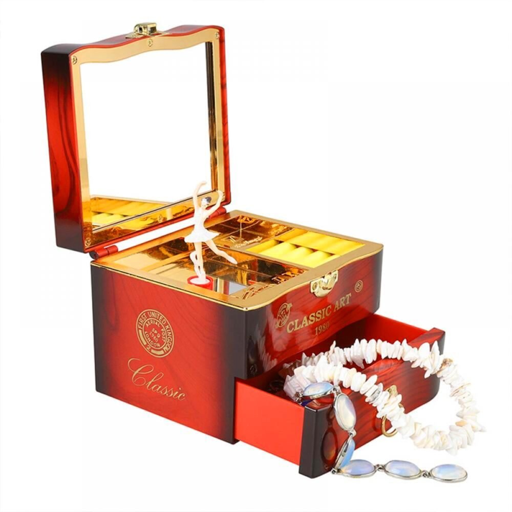 Ballerina Music Box – Hand Crank Piano & Storage |