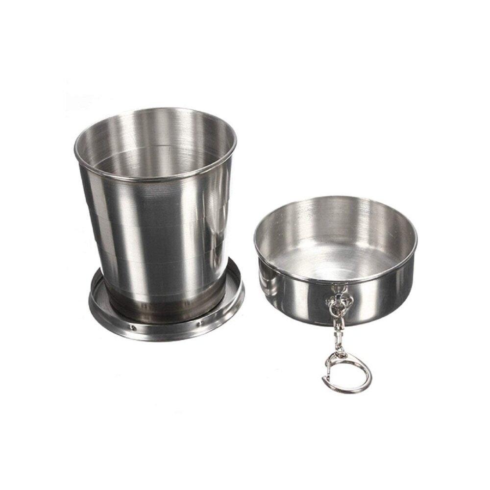 Folding Camping Cup – Stainless Steel Portable with Keychain | hydrozilla