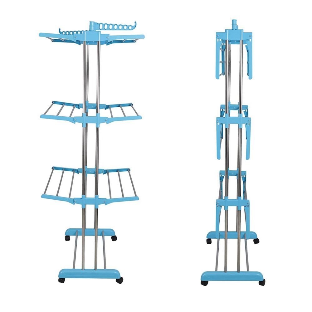 Cloth Drying Stand – 3-Layer Foldable Stainless Steel | FreshAura