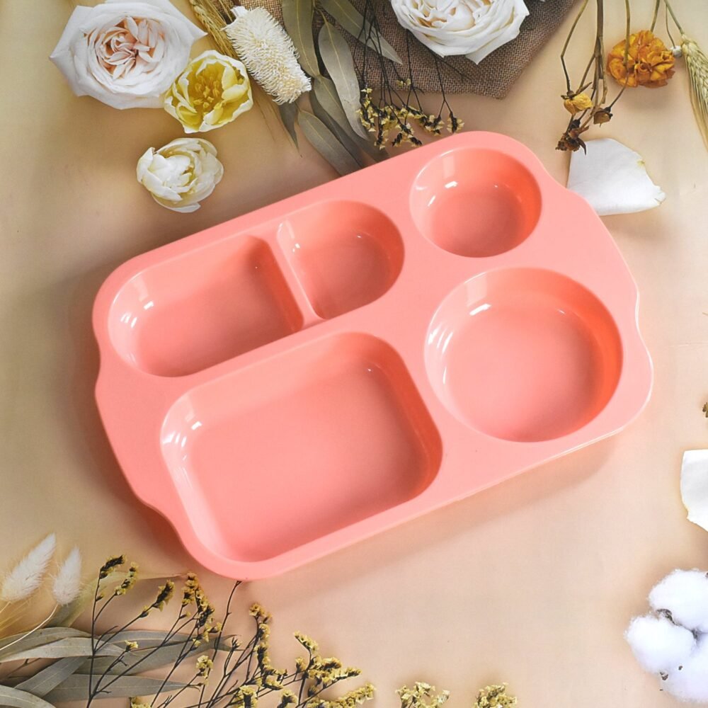 5-Compartment Food Plates – Unbreakable & Multicolor Set | Jiaqi