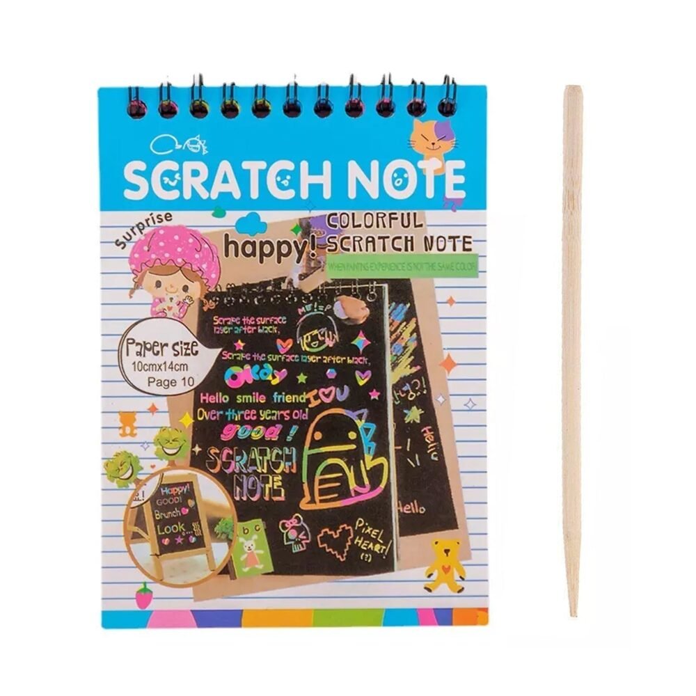 Rainbow Art Scratch Book – 10 Pages & Tool | Colorful Creations