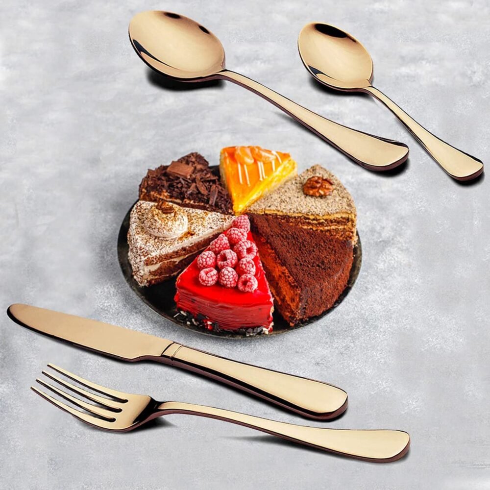 Gold Flatware Set – 24-Piece Luxury Dining | Serve Stellar